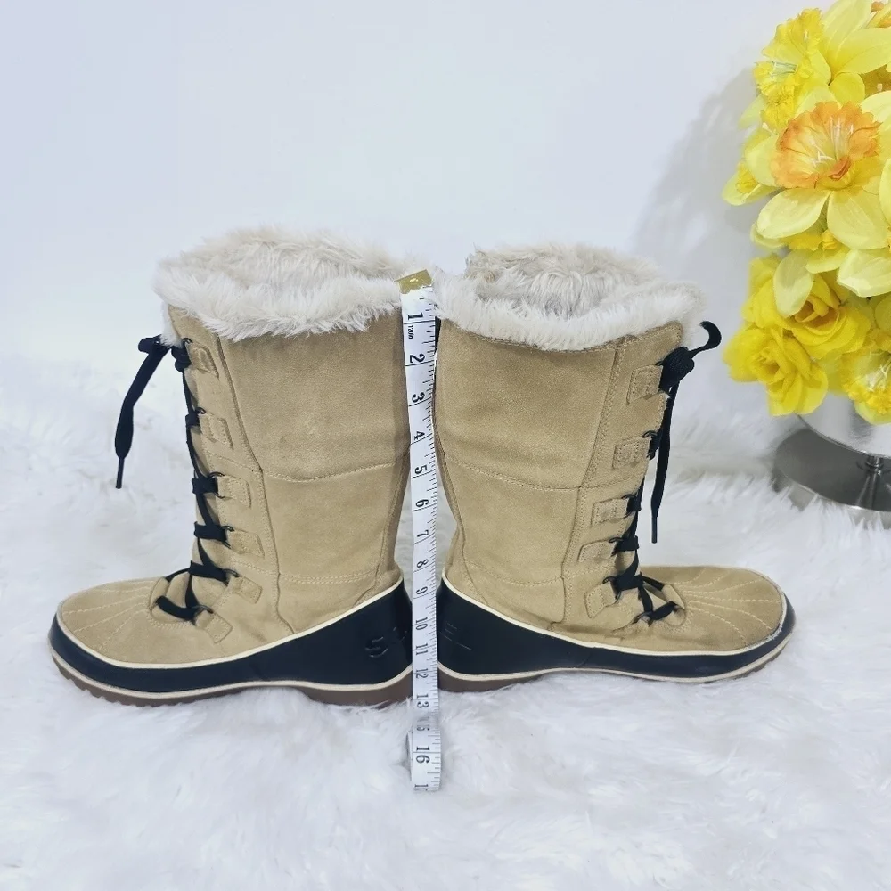 Sorel Women's TIVOLI II US10 Chestnut Suede Lined Faux Fur Winter Snow B…